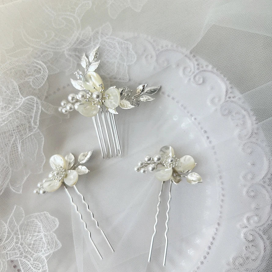 Wedding Accessories Flower Head Pieces Vintage Gold Silver Color Hair Pins Comb Bride Pearl Rhinestones Hairpins Bridal Jewelry