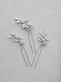 Flower Hair Clip Pin Vintage Gold Silver Color Head Piece For Brides Bridesmaids Opal Hairpin Wedding Accessories Bridal Jewelry a silver color