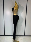 Women Luxury Sexy Sleeveless Mesh Chain Black Bodycon Bandage Jumpsuit Fashion Party Celebrity Designer High Street Rompers