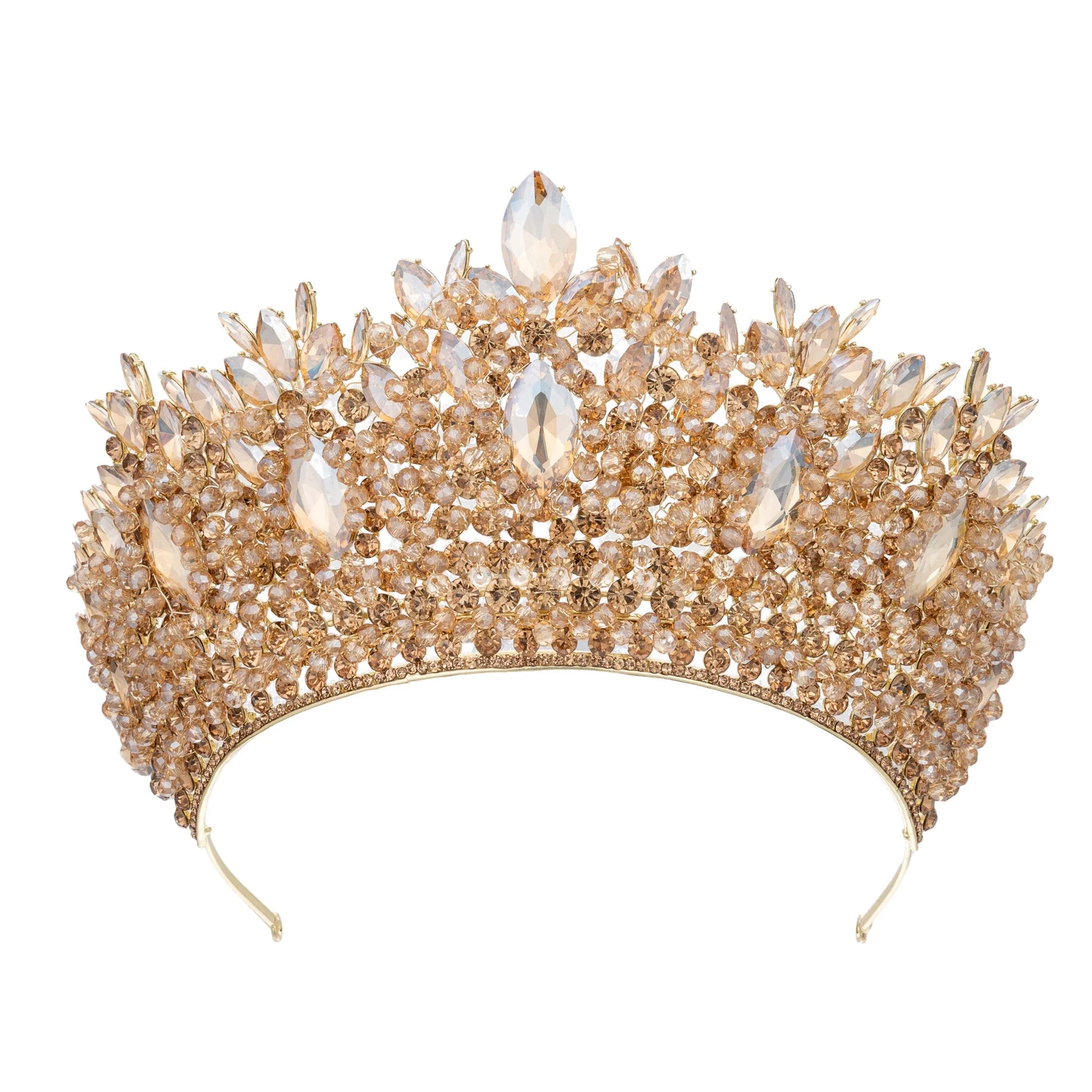 Baroque Wedding Crowns For Pageant Miss Universe Big Crystal Bridal Tiara Crown For Wedding Bride Diadem Hair Jewelry Headdress Blue Zinc Plated