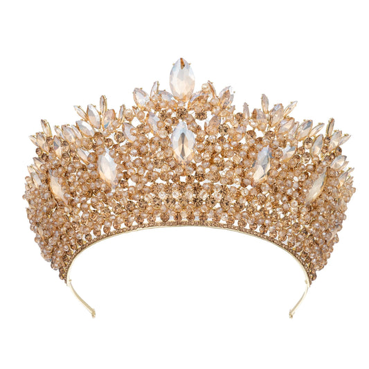 Baroque Wedding Crowns For Pageant Miss Universe Big Crystal Bridal Tiara Crown For Wedding Bride Diadem Hair Jewelry Headdress Blue Zinc Plated