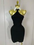 Sexy Backless White Shirt Collar Black Mini Bodycon Bandage Dress Women Elegant Evening Club Party Luxury Birthday Dresses black