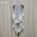 2 Layer Lace Wedding Veil Fingertip Length Off-White Bridal Veil Metal Comb