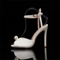 Luxury Pearls Rhinestones Peep toe Women Pumps Sandals Sexy Ankle Strap High Heels Summer Bridal Wedding Party Shoes Sandals