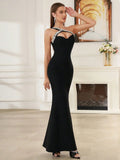 2024 Sexy Women's Wear Beaded Water Diamond Bandage Dress One Shoulder Sleeveless Bodycon Off the Back Long Dress Party Vestido