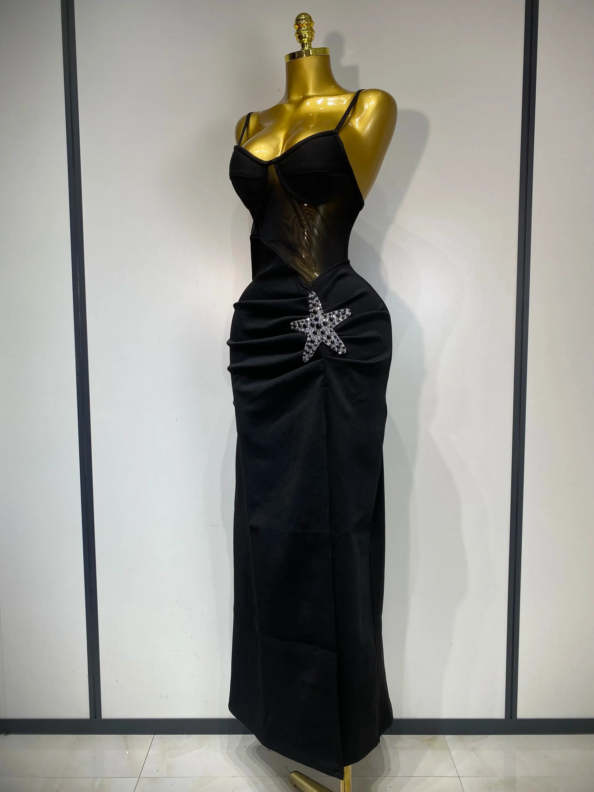 Sexy Long Dress Starfish Decoration Bandage Dress Women Elegant Style Fashion Evenig Party Luxury Birthday Prom Gowns