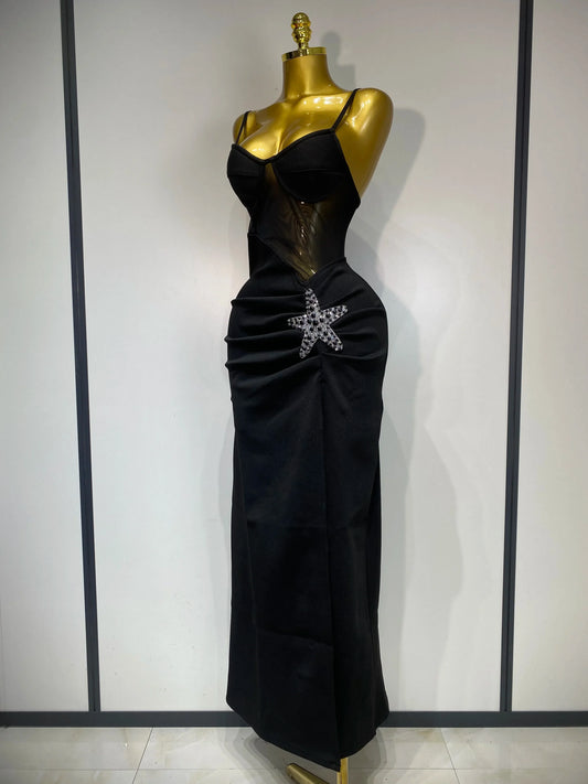 Sexy Long Dress Starfish Decoration Bandage Dress Women Elegant Style Fashion Evenig Party Luxury Birthday Prom Gowns
