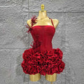 Christmas Style Women Sexy Strapless Florlas 2 PIeces Bodycon Mini Bandage Dress Nightclub Party Wedding Mermaid Outfit Red