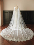 1 Layer Cathedral Length Bridal Veil Lace with Sequins Wedding Veil