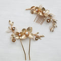 Bridal Jewelry Pearl Hair Comb Pin Clip Leaf Flower Head Piece For Brides Women Vintage Gold Color Hairpin Wedding Accessories c