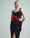 Shinning Black Sequins Women Sleeveless Sexy Square Collar Bodycon Long Dress Nightclub Party Celebrate Singer Stage Wear black