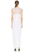 Black White Women Sleeveless Sexy O-Neck Bodycon Bandage Long Dress Mesh Celebrate Evening Party Nightclub Outfit Wholesale