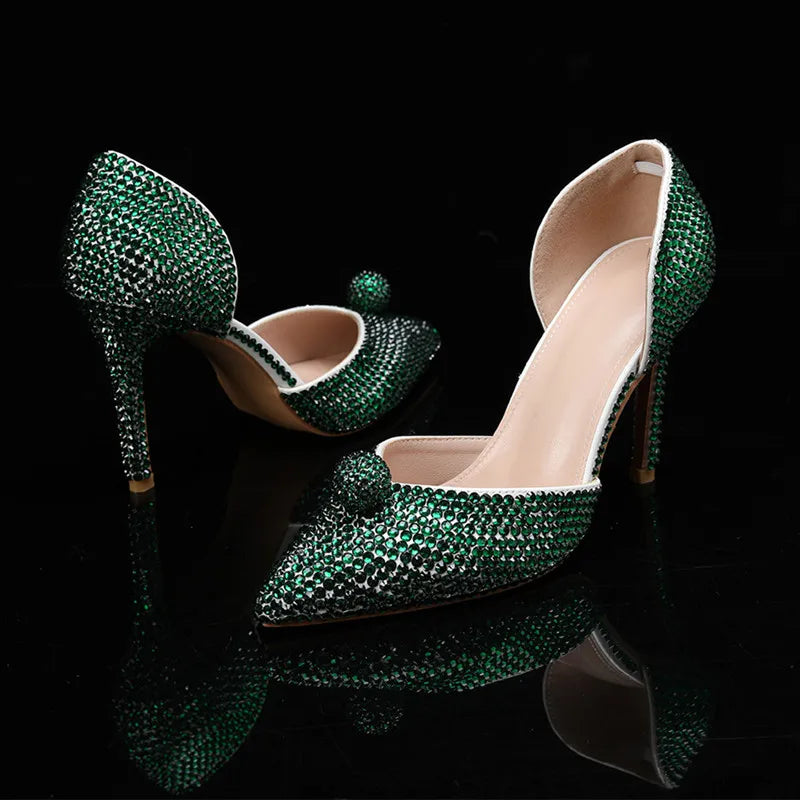 Luxury Handmade All Rhinestones Women Pumps Runway style Spring Summer Fashion Wedding Thin High Heels Lady Party Banquet Shoes