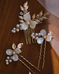 Wedding Accessories Flower Head Pieces Vintage Gold Silver Color Hair Pins Comb Bride Pearl Rhinestones Hairpins Bridal Jewelry gold color