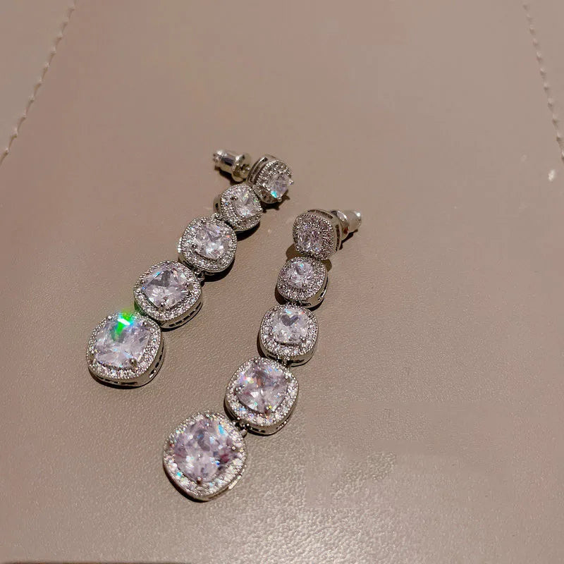 High Quality AAA Zircon Bridal Earrings CZ Zirconia Wedding Earring For Brides Accessories Women Evening Party Dress Jewelry