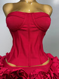 Women Sexy Strapless Prom Gown Fashion Celebrity Club Party Skirt Set Birthday Cocktail Outfit Birthday Party Bandage Dress