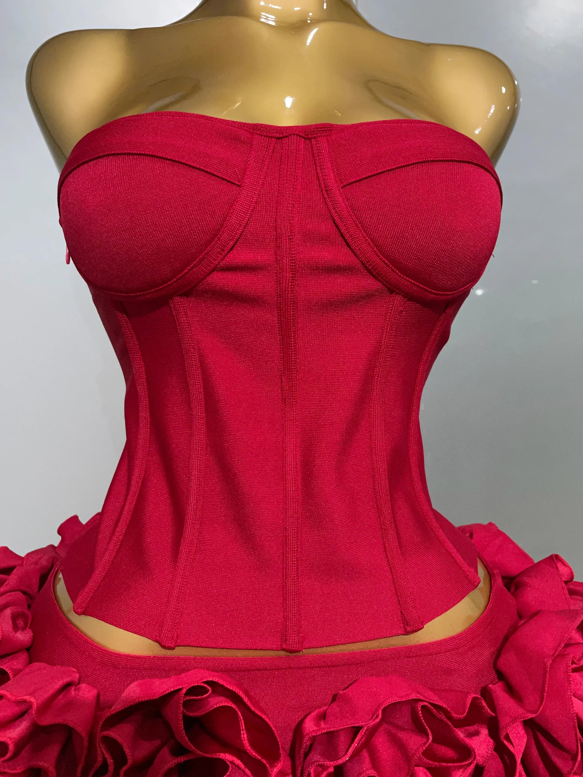 Women Sexy Strapless Prom Gown Fashion Celebrity Club Party Skirt Set Birthday Cocktail Outfit Birthday Party Bandage Dress