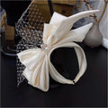 Vintage Bridal Headbands Wedding Party Fascinator Veil Women Satin Bowknot Hairband With Face Veils For Bride Headdress Headwear