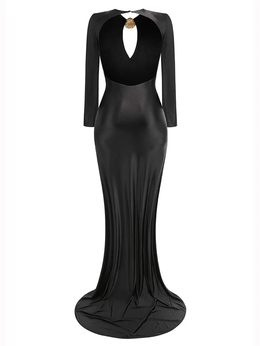 Elegant Solid Women Long Sleeved Floor Length Dress Sexy Party Backless Slim Female Maxi Dresses Summer Chic Lady Robe