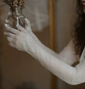 Lace Long Bridal Gloves Flower Wristband Pearl Wedding Glove For Women Girl Party Evening Dress Jewelry Brides Accessories
