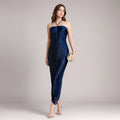 Brown Navyblue Women Seyx Halter Backless Tassel Bodycon Long Bandage Dress Celebrate Birthday Party Nightclub Outfit DEEP BLUE
