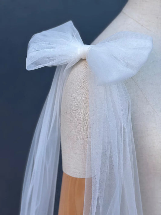 Bow Wedding Sleeves, Detachable Sleeves for Dress, Bow Wings , Detachable Shoulder Capes Veil