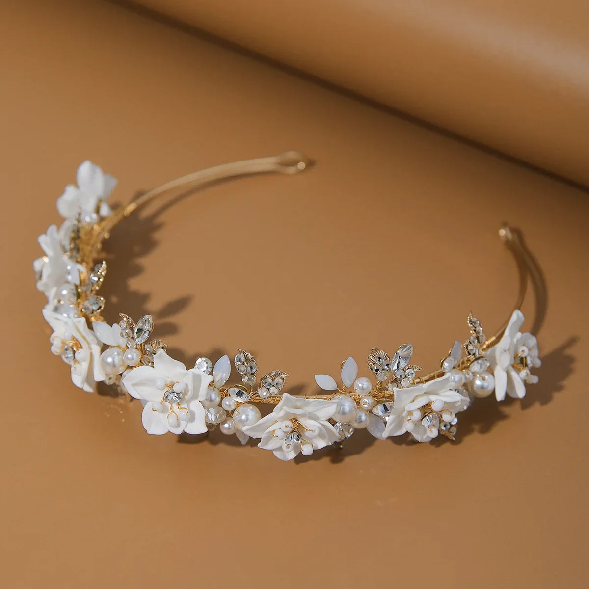 Flower Headband For Women Elegant Pearl Bridal Tiara Hair Hoops For Wedding Hair Accessories Party Bride Hair Jewelry Headdress