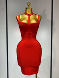 Sexy Mini Bodycon Club Party Dress Women Spaghetti Strap Bandage Dresses Short Slim Elegant Evening Party Birthday Dresses Red