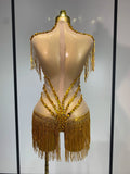High Quality Luxury Rhinestone Sexy Mesh See Through Bodysuit Women Celebrate Birthday Party Club Singer Dancer Stage Outfit