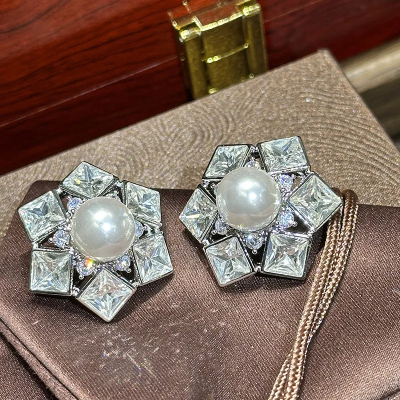 Luxury AAA Zircon Bridal Earrings Pearl CZ Cubic Zirconia Wedding Earring Brides Women Accessories Party Dinner Dress Jewelry
