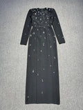 Top Quality Women Long Sleeve Shinning Crystal Bodycon Long Bandage Dress Elegant Evening Party Occation Celebrate Outfit