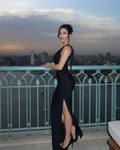 Black Color Women Sleeveless Sesxy V-Neck Lace Bodycon Long Bandage Dress Fashion Celebrate Evening Party Birthday Cocktail Wear