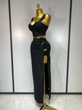Summer New Women Sexy Flower Black Red Bandage Two Piece Set Celebrity Evening Party Skirt Suits Luxury Birthday Outfit