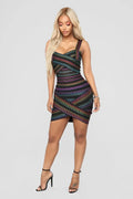 Women Sleeveless Sexy Square Collar Foil Bodycon Bandage Mini Dress Nightclub Bar Party Celebrate Dress