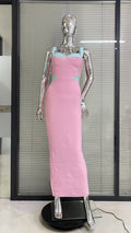 Arrival Pink Color Sleeveless Spaghetti Strap Long Bandage Dress Graceful Woman Evening Party Dress Dinner Party Vestido