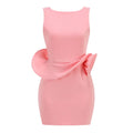 Summer Pink Color Women Sleeveless Sexy O-Neck Backless Bodycon Mini Dress Celebrate Girls' Birthday Party Outfit Vestido