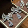 Bowknot AAA Zircon Bridal Earrings Cubic Zirconia Wedding Earring For Brides Bridesmaids Accessories Women Prom Jewelry