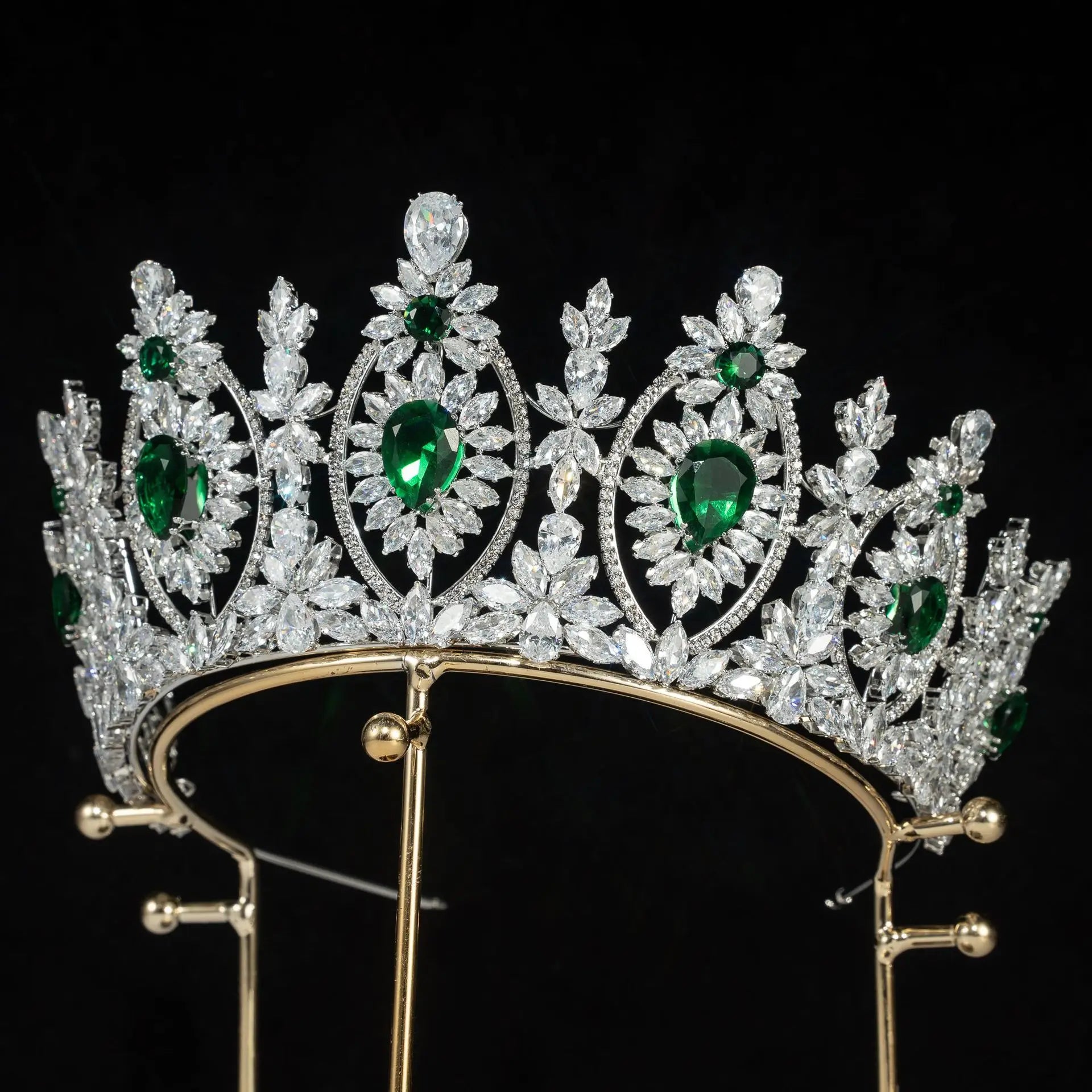 Bridal Hair Jewelry Red Zirconia Tiaras Crowns Zircon Headband Diadem Brides Women Pageant Prom Headpiece Wedding Accessories