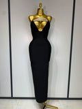 Women Sexy Backless Strapless Black Beading Long Bandage Bodycon Dress Celebrity Elegant Evening Luxury Birthday Dresses black