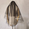 Two-Tier Tulle Black Wedding Veil with Metal Comb, Fingertip Length