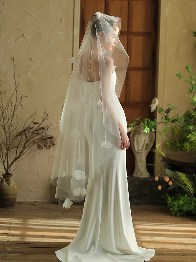 White Bridal Veil Flower Lace Wedding Veils For Brides Evening Dinner Party Dress Women Girl Gifts Hair Accessories Jewelry