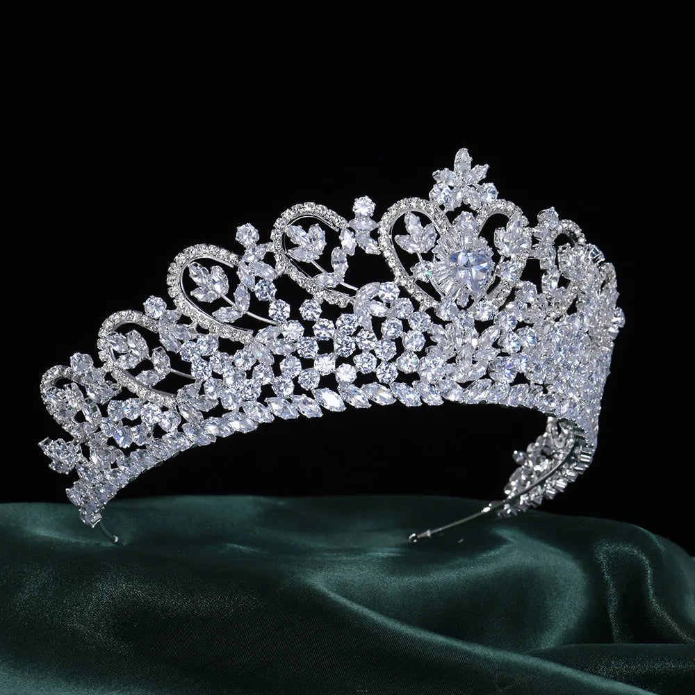 Princess Queen Crystal Zirconia Tiaras and Crowns Zircon Headband For Brides Headpiece Wedding Accessories Bridal Hair Jewelry