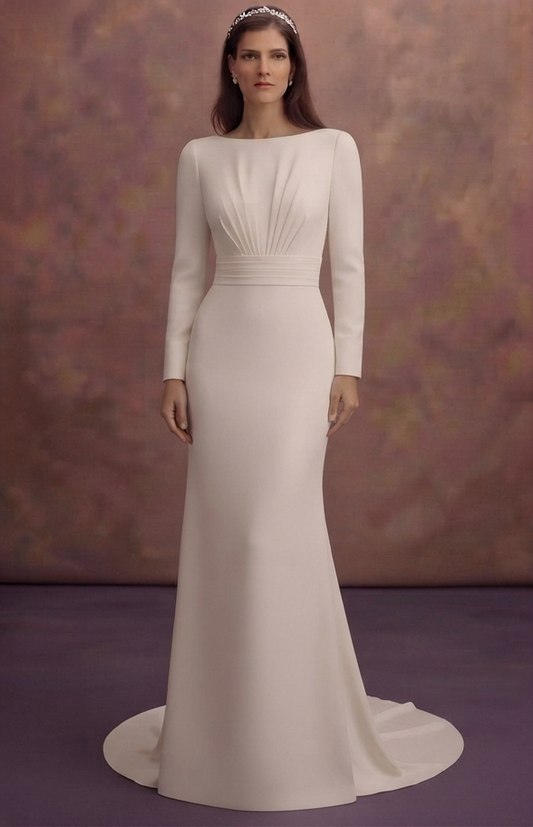 Sheath Crepe Wedding Dresses with Clean Bridal Lines