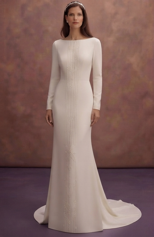 Sheath Silk Wedding Dresses with Minimalist Style