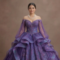 Shimmering Purple Quinceañera Dress with Detachable Sleeves