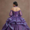 Shimmering Purple Quinceañera Dress with Detachable Sleeves