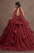 Shimmering Red Quinceañera Dress Ball Gown with Capes