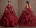Shimmering Red Quinceañera Dress Ball Gown with Capes