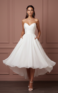 Short Flowy Wedding Dress Chiffon Fabric Light Weight Destination