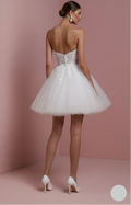 Short Romantic Tulle Wedding Dress Heart Neckline Princess